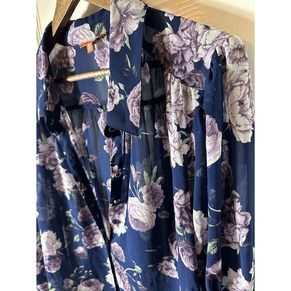 ModCloth Floral Long Sleeve Sheer Button Up Shirt Womens 3X Blouse Work Top Flaw - Picture 5 of 10